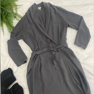 Wilfred Drapey Wrap Dress | Long Sleeve | Grey